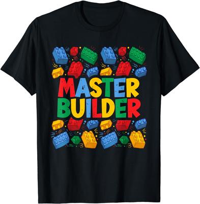 Brick Builder Funny Blocks Master Builder T-Shirt  Streetwear  Men Clothing Tops  Vintage T Shirt  Camisetas
