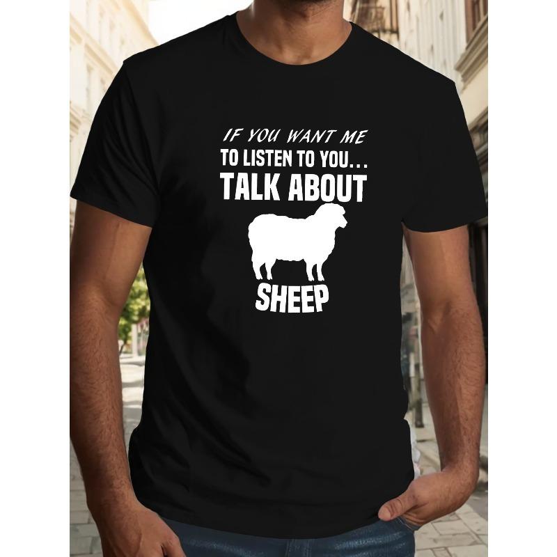 European Sizes Men s Casual Crew Neck T-Shirt with Sheep Graphic Summer Regular Fit Short Sleeve Tee Crew Neck Style Top - Me S разноцветный 1470₽