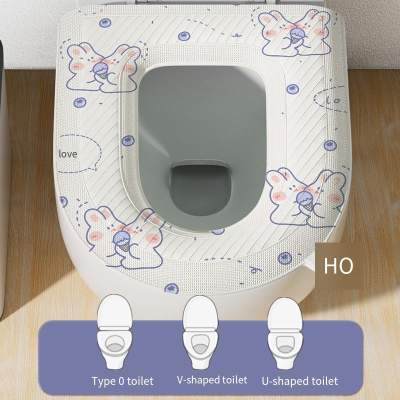 1 buc. Pernă de scaun de toaletă impermeabilă, Universală pentru vară și patru sezoane, Inel din spumă siliconică pentru toaletă, Capac de toaletă tip leave-in, de uz casnic, lavabil