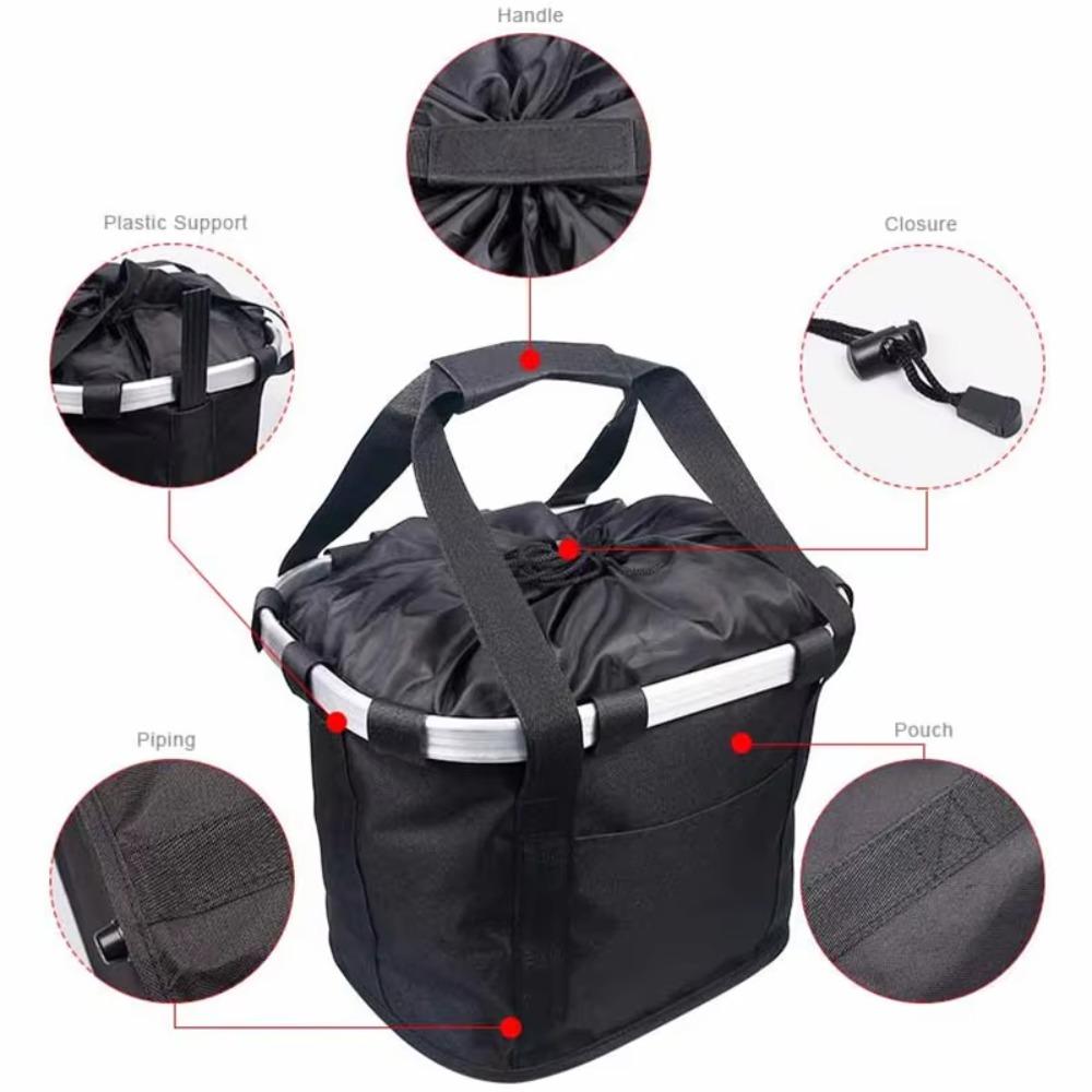 Aluminum Zinc Zinc Alloy Frame Bicycle Front Basket Foldable Mountain Bike Bags  Grocery Shopping