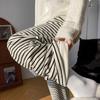 American Style Retro Striped Wide Leg Pants - Women's Petite Autumn/Winter Draping Flowy Floor-Length (145-150cm).