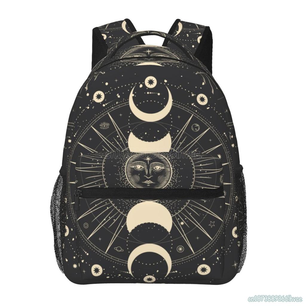 Nebeský vzor Slunce a Měsíc Mystické Goth Kouzelnické Batohy Školní taška Ruksak pro studenty Unisex Měkká záda Cestovní taška