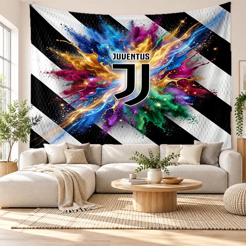Juventus FC Wall Tapestry, Soft Fabric Wall Hanging, Decorative Backdrop For Bedroom Home Wall Art