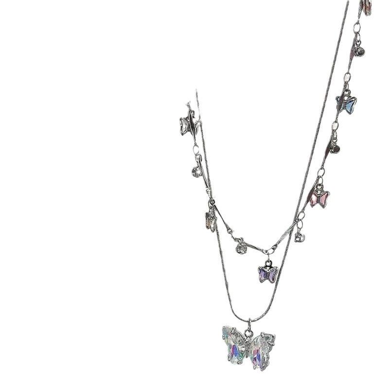 Elegant Double-Layer Butterfly Necklace: Trendy High-End Women's Clavicle Choker