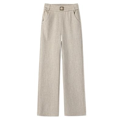 Mom Pants Fashion Wool Wide Leg Pants Women's Winter New Versatile Straight High Waist Casual Pants