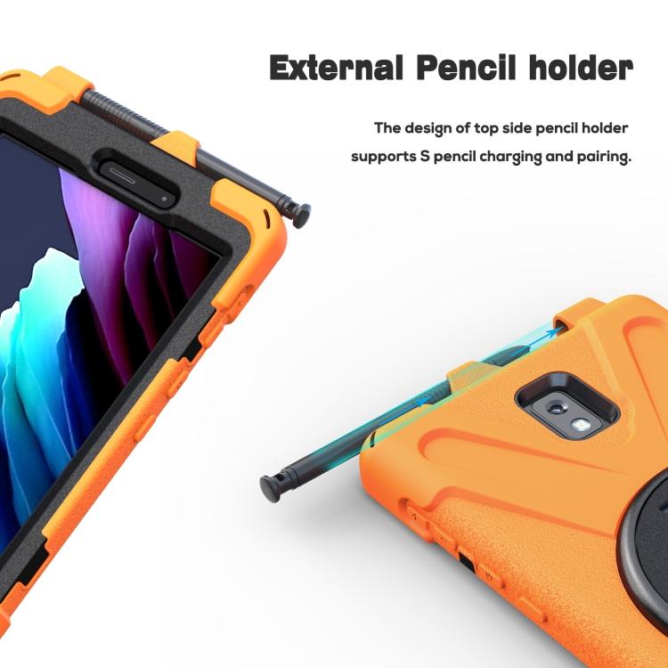 For Samsung Galaxy Tab Active 3 T570 / T575 8.0 Shockproof Colorful Silicone + PC Protective Case with Holder & Shoulder Strap & Hand Strap