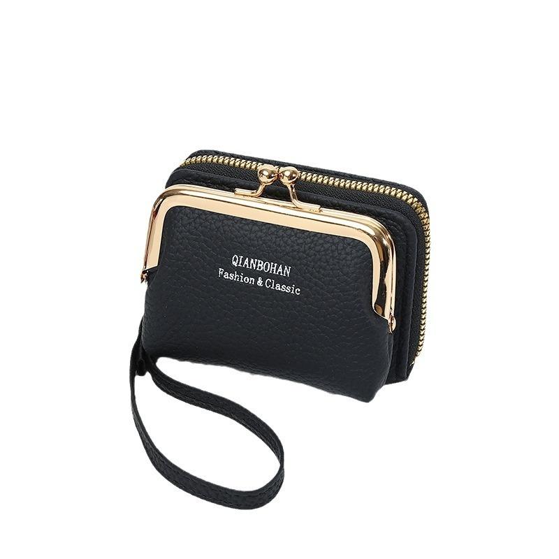 2026 Newest Women's Wallet Wrist Strap Short Coin Purse Card Holder Korean Style Coin Clip Bag Multi-Card Slot