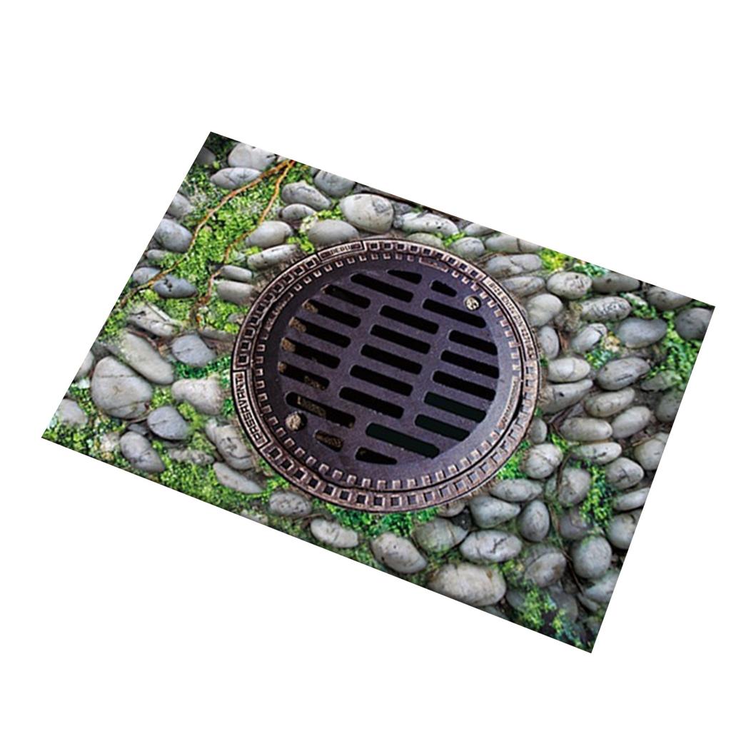 Front Door Mat Indoor Outdoor Entrance, 3D Optical All-Weather Doormat, Optical Rug Ground Crack Rug 3D Rugs, Easy Clean Patio Porch