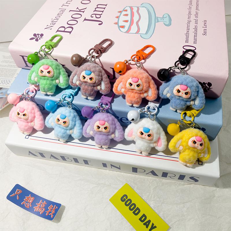Cartoon Flocking Big Eared Doll Keychain Pendant Cute  Doll Keychain Exquisite Backpack Decoration Accessories Gifts