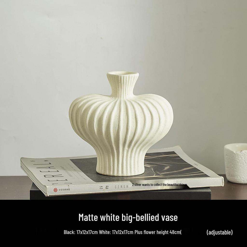 Retro Wabi-Sabi Ceramic Vase with Artificial Flowers