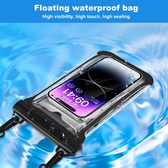 Waterproof Phone Pouch with Lanyard Touchscreen Clear Leakproof Kayaking Swimming Floating Universal 5-7.7