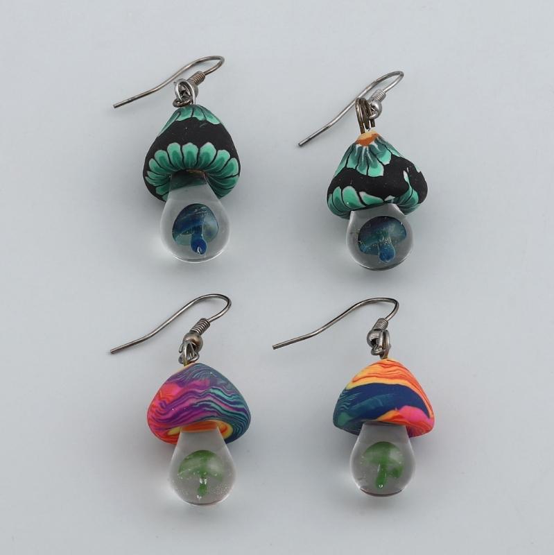 Unique Dangle Earrings Simple Colorful Mushroom Pendant Drop Earrings Statement Jewelry Fashion Small Hoop Earrings