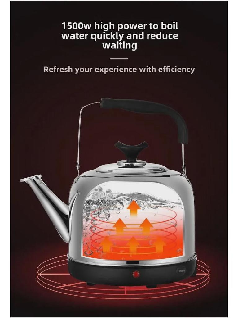 304 Stainless Steel Electric Whistling Kettle, Large Capacity with Auto Power-Off & Insulation for Home Use