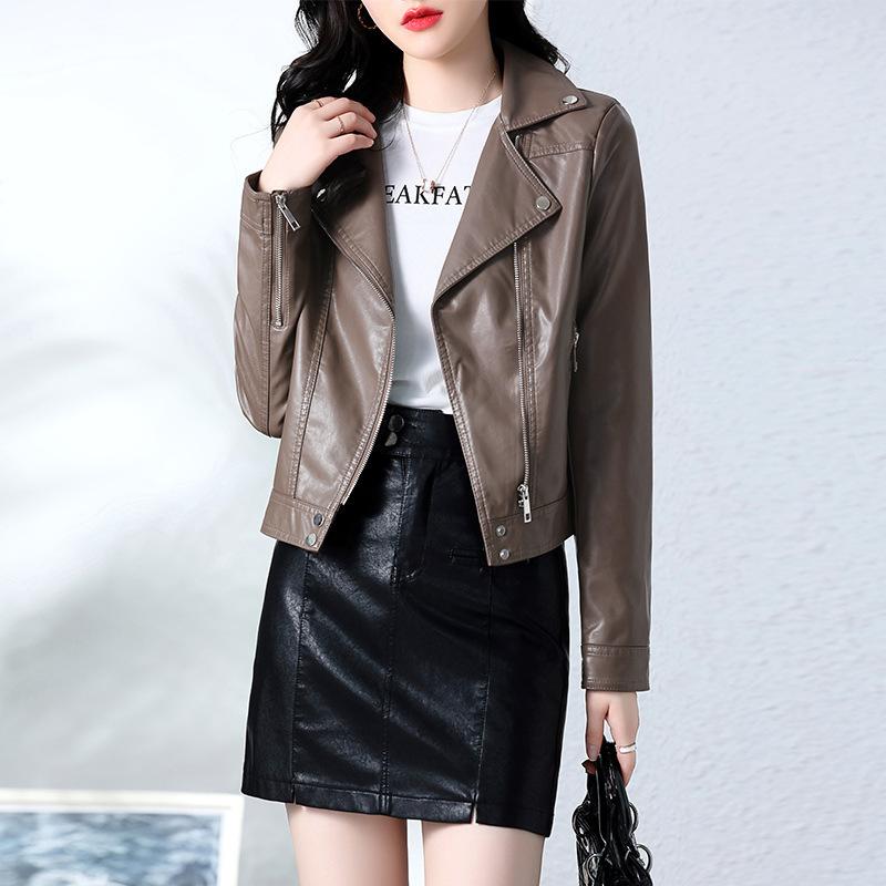 Sheepskin Leather Jacket Women's Short Spring and Autumn New High-end Fashion High-end Jacket