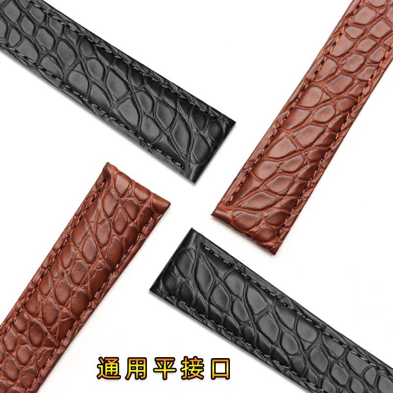 Alligator Leather Strap For Cartier Solo Tank London Genuine Leather Black Brown Watch Band Men Women 16mm 18mm 20mm 22mm 24mm