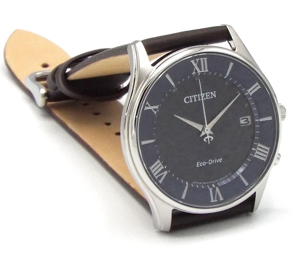 Citizen Eco-Drive Radio-Controlled Watch AS1060 Men Solar Powered Genuine Leather Strap Replacement Strap Included Blue