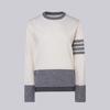 TB Knitted Sweater Women's New Autumn and Winter Same Style Couple's Color Collision Loose College Style Color Blocked Round Neck