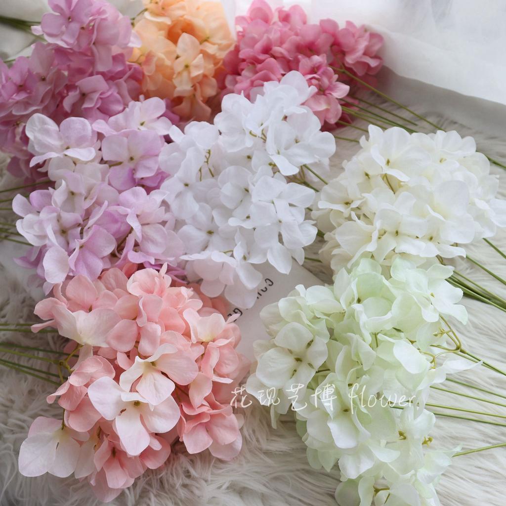 4pcs 7 Branches Hydrangea Artificial Flowers Bouquet Home Wedding Decor Centerpiece Table Arrangement Silk Floral DIY Crafts