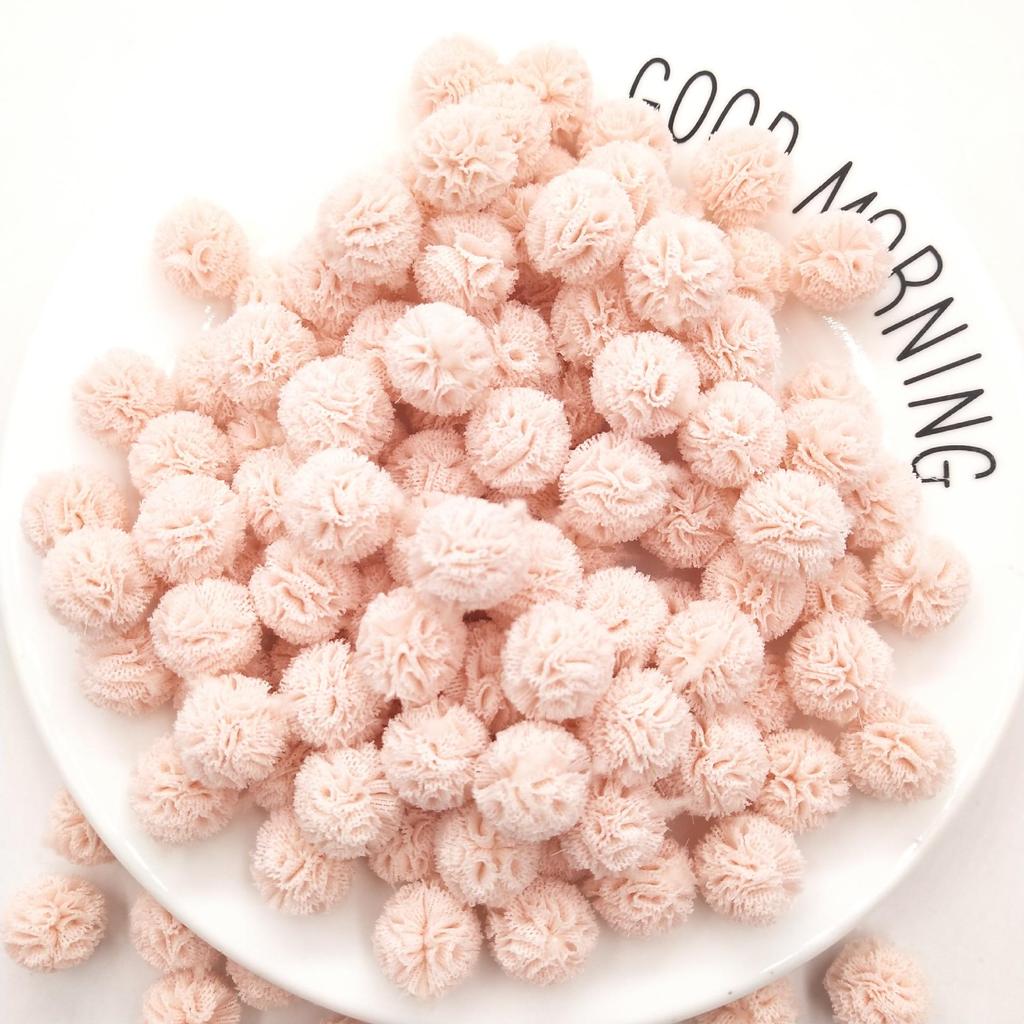1,5 cm Doppelfarbiges Elastisches Netzblumen-Pompon-Spitzen-Haarschmuck, DIY Koreanischer Stil