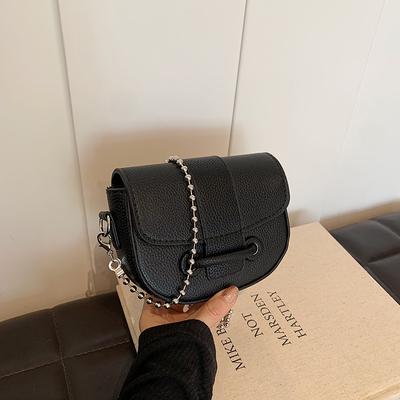 Mini Exquisite Small Bag Fashionable Foreign Style Saddle Bag High Texture Lychee Pattern Summer Chain Shoulder Messenger Bag