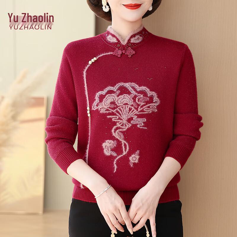 

Женский вязаный свитер YUZHAOLIN в китайском стиле с воротником ципао XL