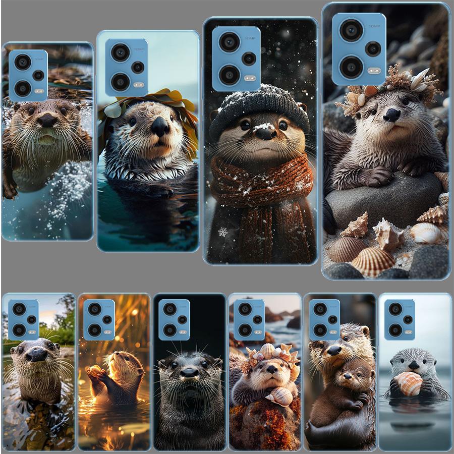 Otters, Wild Animals Phone Case For Redmi Note 13 12 14 15 Pro Plus 13R 11 11T 11E 11S 10 Pro 10S 9 9S Cover Cell Clear TPU Capa