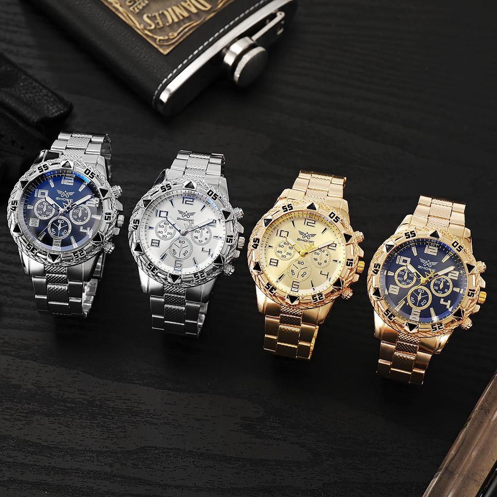 2023 Trendy Men's Casual Alloy Watch with Faux Chronograph and Steel Band