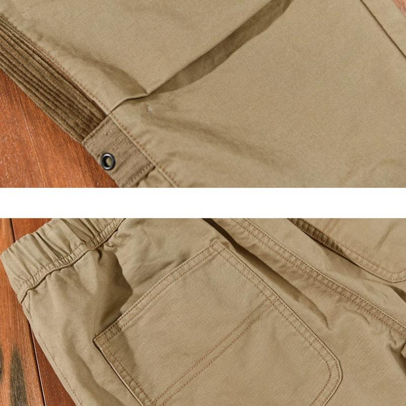 Japanischer Stil Cargohosen Herren Reine Baumwolle Elastischer Bund Lange Hosen Jugend Streetwear Baggy Herrenhosen Reine Baumwolle Freizeithosen