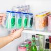 Transparent Refrigerator Can Organizer 4 Grids Beverage Storage Box with Handle Beer Soda Can Rack Stackable Fridge Storage