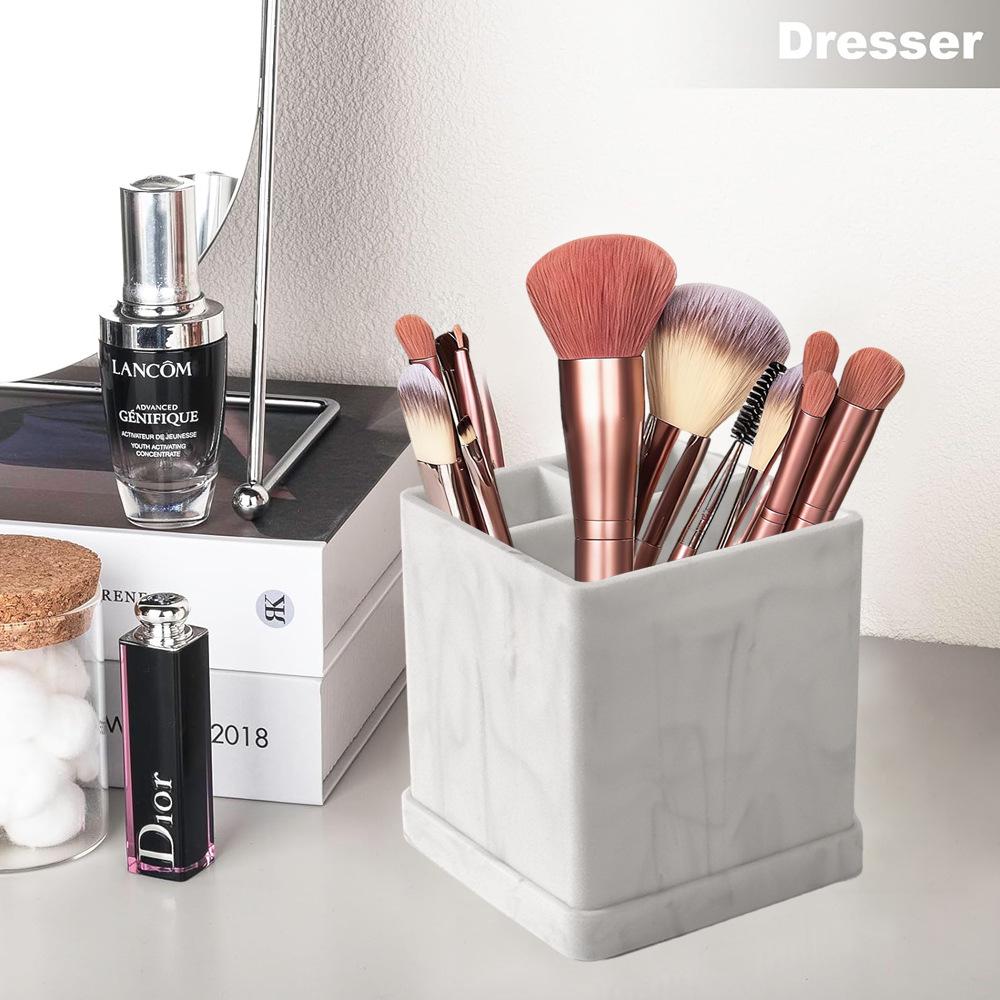 Silicone Bathroom Tray for Toothbrushes & Makeup Storage