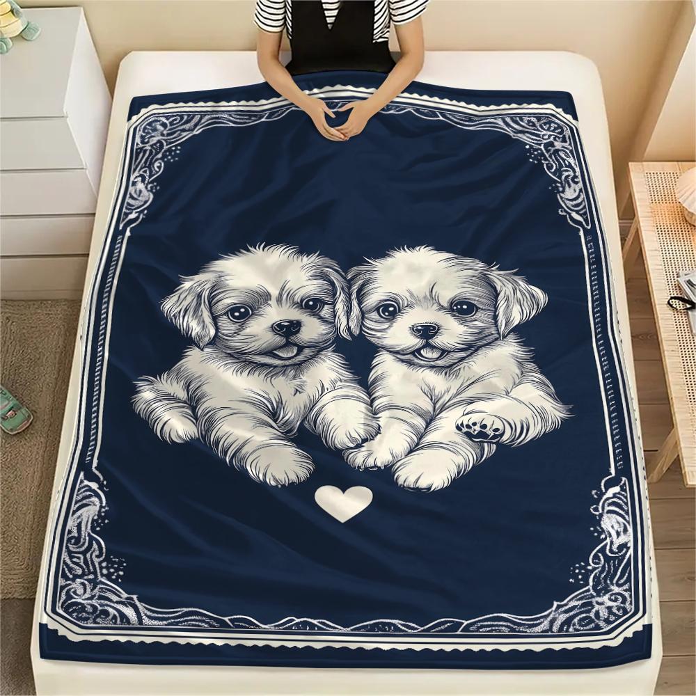 Card style animals Print Flannel Blanket,High quality Comfortable for All Seasons,Home Decor,Warmth and Comfort,Perfect for Christmas Gifts