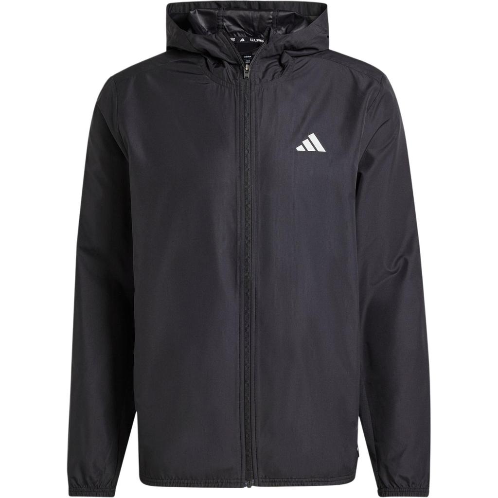 adidas Gym+ Hooded Logo Print Zip-Up Long Sleeve Jacket Men Outerwear Black IN5838