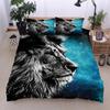 Galaxy White Tiger Duvet Cover Set KingBlue Nebulas Stars Moon Bedding Sets Outer Space Wildlife Sky Starry Comforter Cover Set