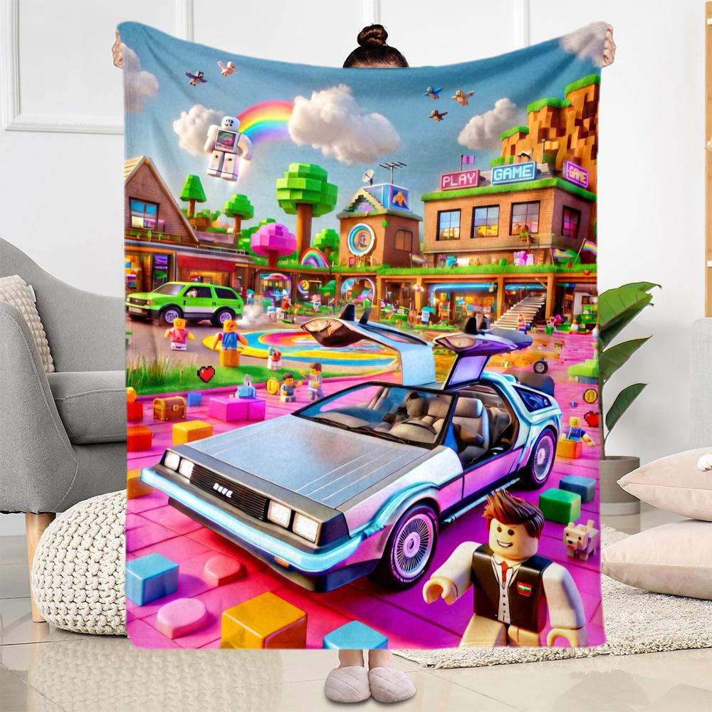 Roblox Blue Fire Block Blanket Warmthful Decor Suitable For Sofa Bed Bedding Allseason Use Modern Best Holiday Gift For Friends Family