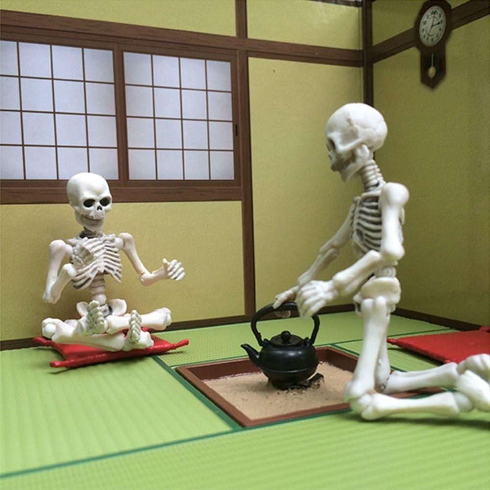 Movable Mr Bones Skeleton Play Scene Dollhouse Furniture Skeleton Human Model  Kids Toys
