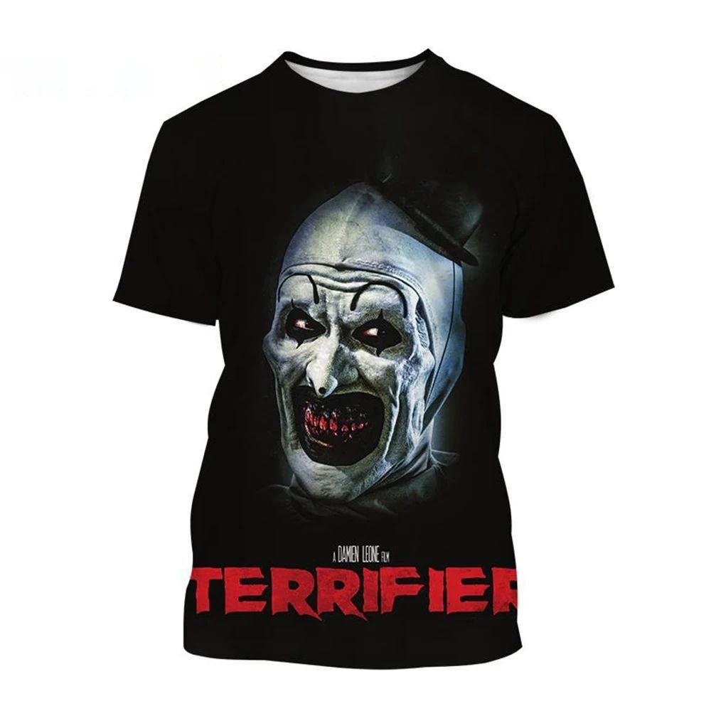 Summer Horror Movie 3D Digital Printed T-shirt Men's Clown Short Sleeved T-shirt