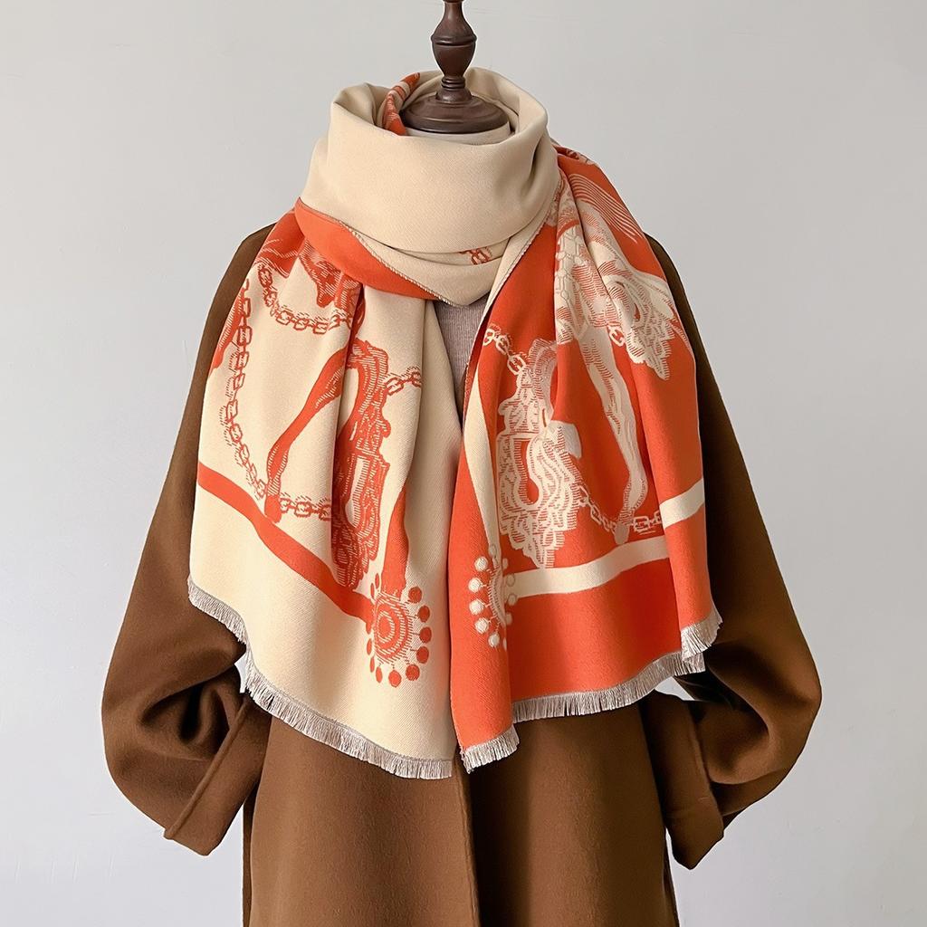 Fashion Cashmere Scarves For Women Winter Shawls Wraps Luxury Print Neckerchief Long Stoles Pashmina Warm Hijab Scarf For Ladies