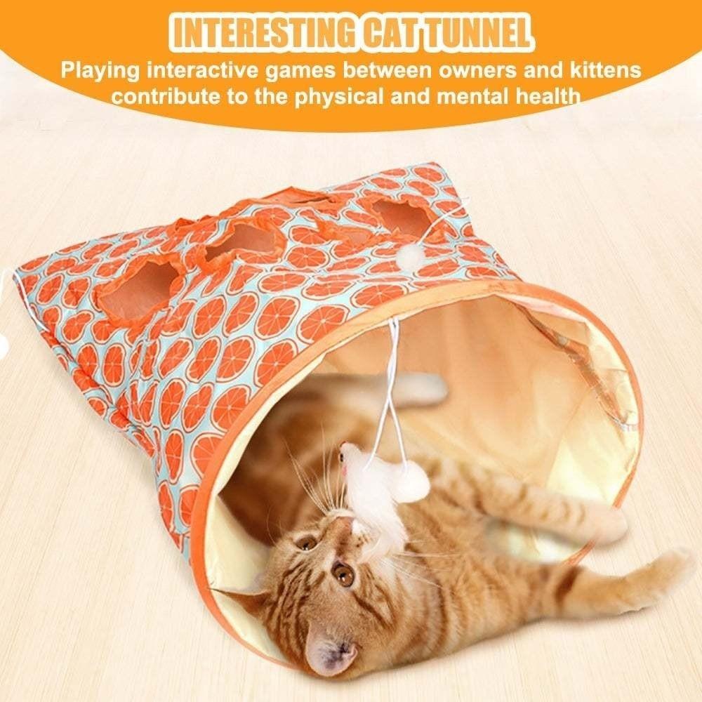 Rolling Ground Cat Teaser Tunnel Interactive Cat Tunnel Toy  Cat Playing Interactive Games