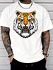 Unisex Summer Crew Neck Short Sleeve T Shirt Ferocious Tiger Head Graphic Print Casual Loose Streetwear Daily Fashion Tops For Unisex