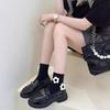Internet-Berühmtheit Retro Britischer Stil Kleine Lederschuhe Runde Spitze Vielseitig Japanische Weiche Sohle Lackleder Dicke Ferse Loafer Einzel