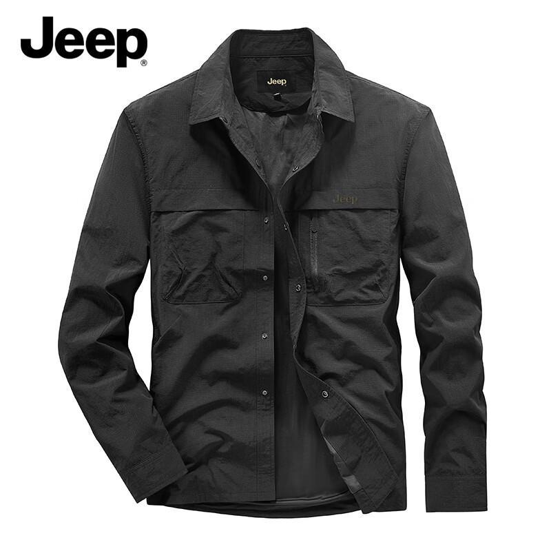JEEP Men s Casual Long Sleeve Workwear Shirt 3XL чёрный