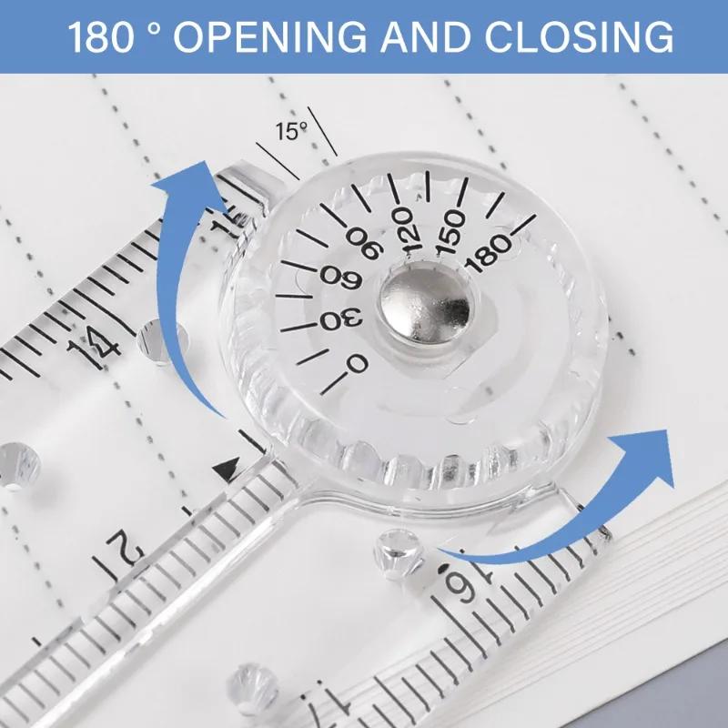 Transparent  Acrylic Ruler Drawing Ruler Mathematical Line Circular Drawing Geometry Template Angle School Office Measuring