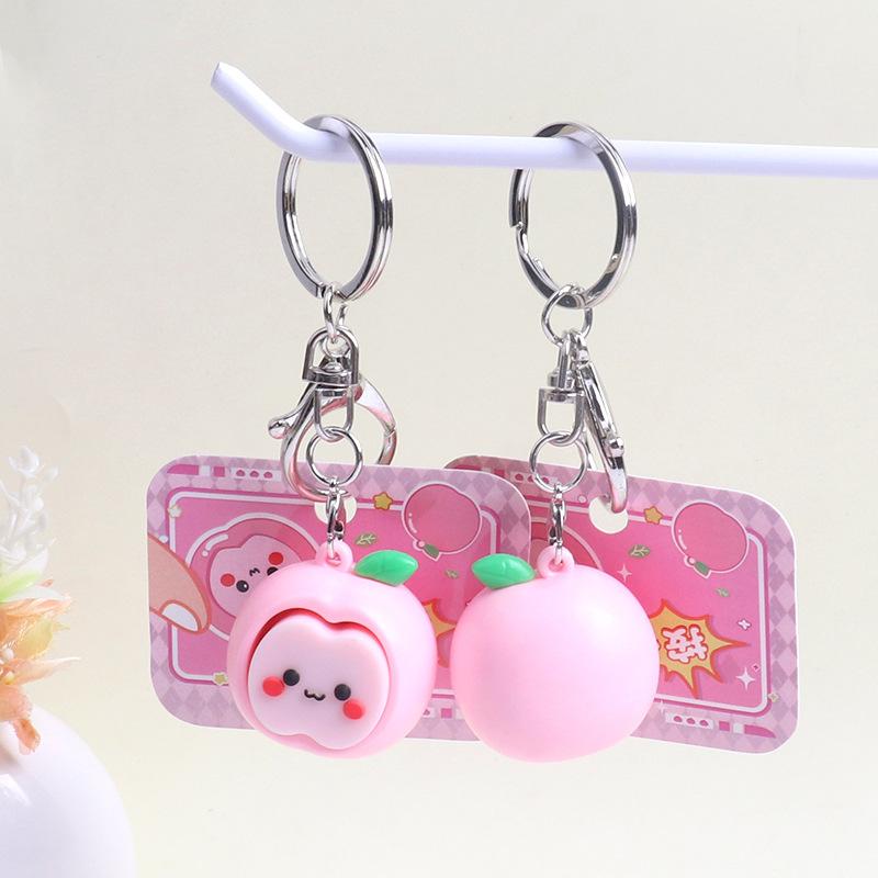 1 Stuks Schattige Perzik Fidget Sleutelhanger Cartoon Fruit Hanger Zacht Stressverlichtend Speelgoed voor Vriend Cadeau Sleutel Tas Decoratie Accessoire