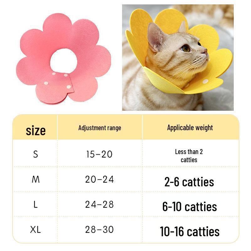 Sunflower Pet Elizabethan Collar - Anti-Lick Headgear for Cats and Dogs