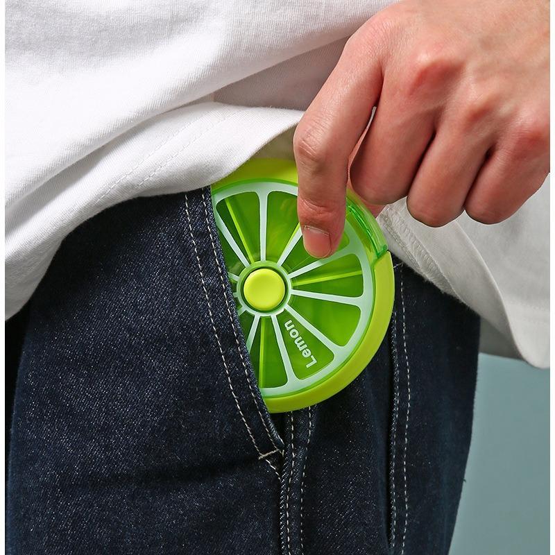 Seven Grid Round Box, One Week Medicine Box, Portable Rotating and Packaging Fruit Medicine Box, Carry It with You