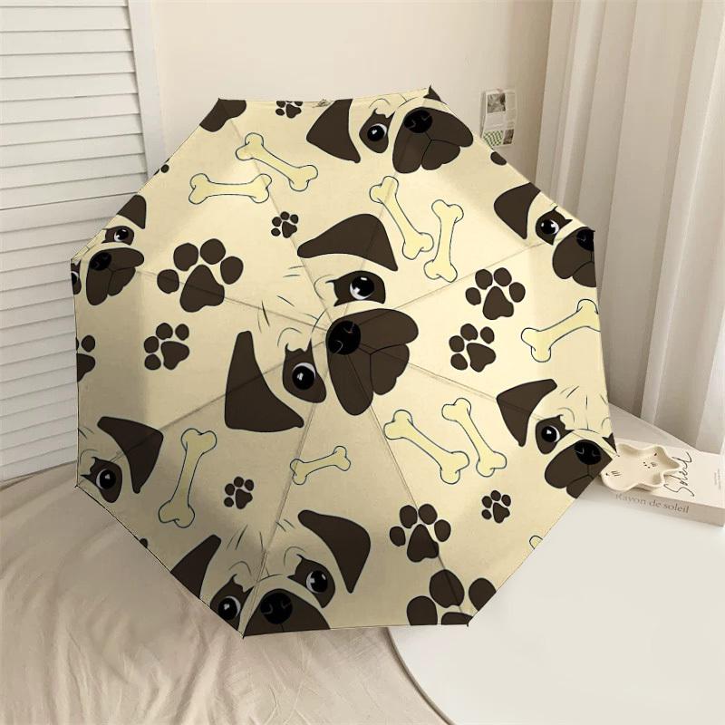 

1PC Pug Bone Umbrella-8-Rib Reinforced Portable Folding Travel Suitable for All Seasons Outdoor Daily Use -J0344