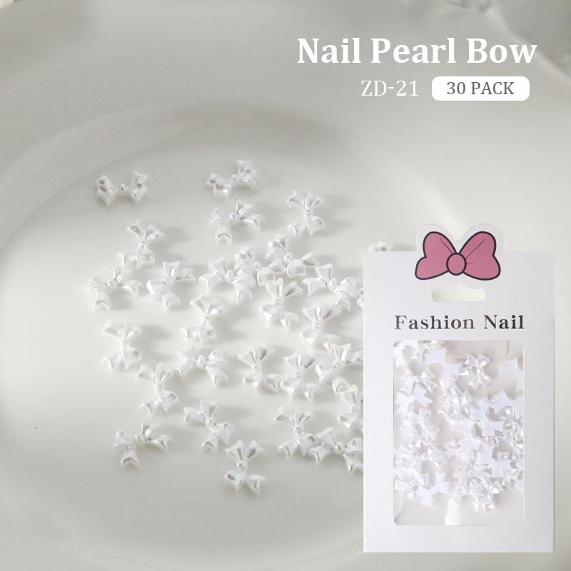30 Pcs Nail Art Jewelry White Pearlescent Butterfly Jewelry 3D Nail Art Decoration Accessories Supplies For Diy Manicure Design