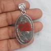 Huge Oval Cab Red Bloodstone 925 Sterling Silver Pendant Jewelry, Handmade Boho Style Pendant