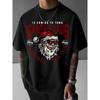Men's Streetwear Loose Short Sleeve T-Shirt with Large Christmas Print On Front, Christmas Gift for Friends and Family