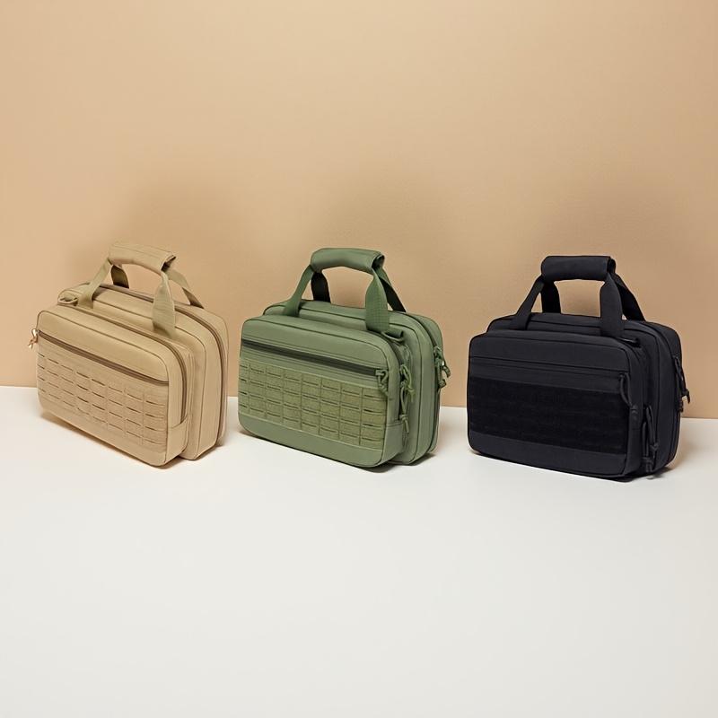 Durable Polyester Tactical Range Bag, 2 Pistols, Adjustable Strap, Zippered Pockets & Mesh. Ideal for Shooting & Hunting.